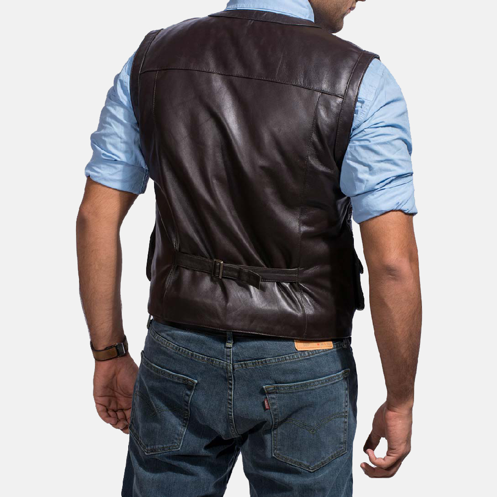Mens Safari Brown Leather Vest